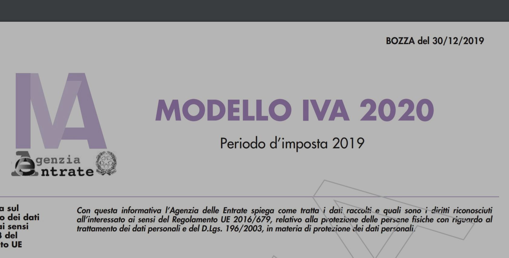 Dichiarazione Iva 2020 ecco il modello definitivo e le istruzioni
