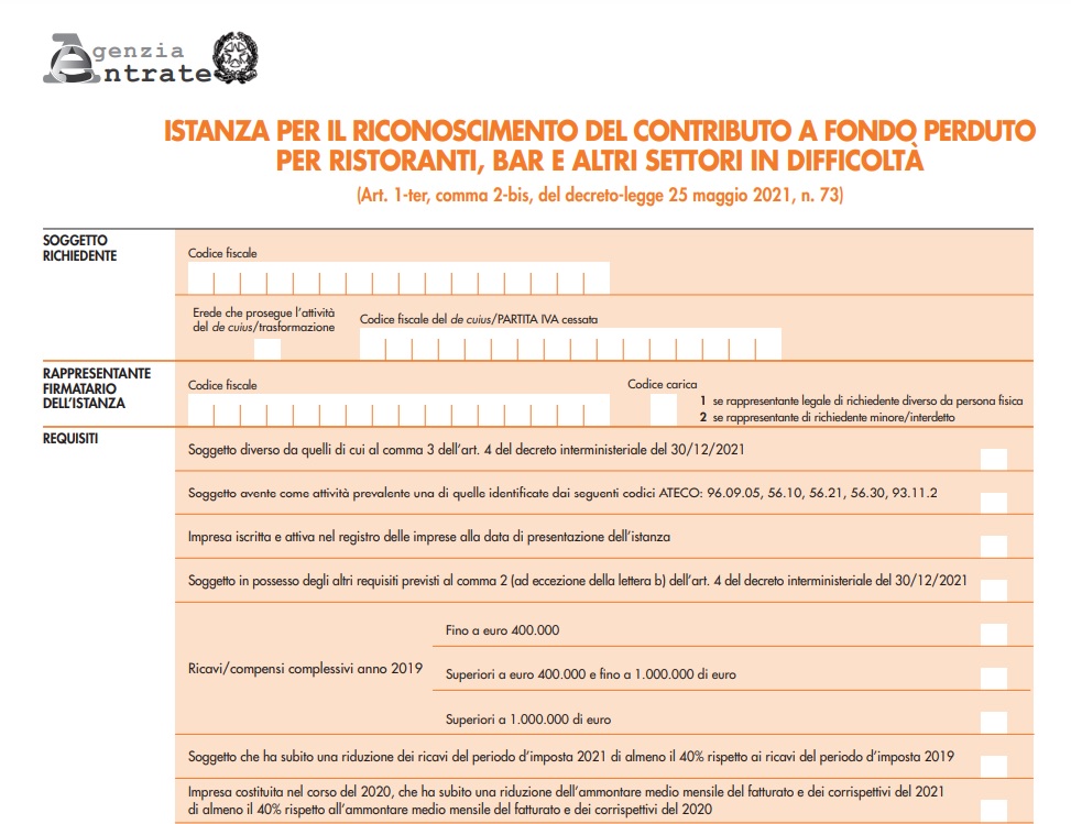 modulo cfp ristoranti e bar