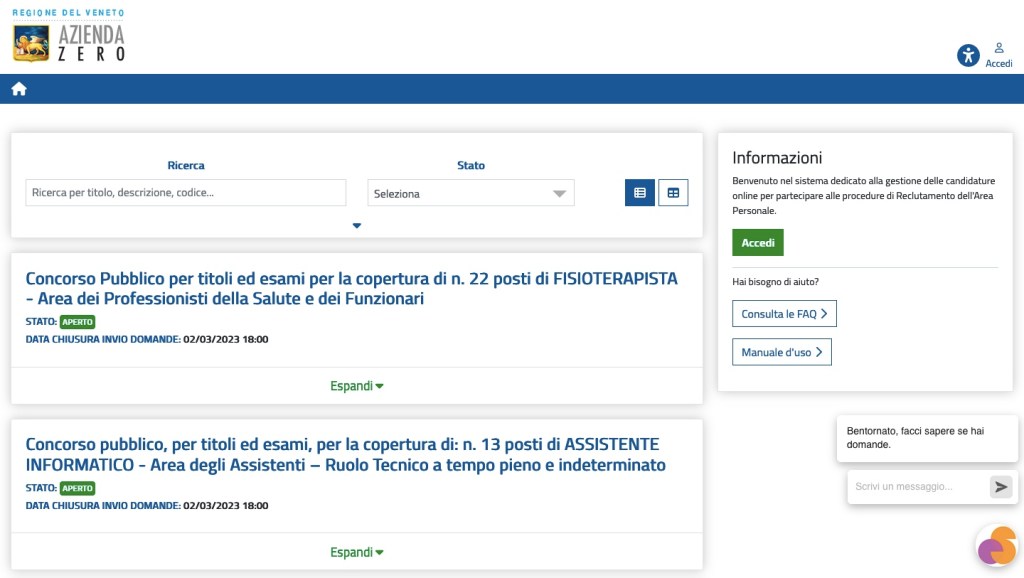 Concorsi Azienda Zero Padova: 46 posti tra fisioterapisti, elettricisti e informatici