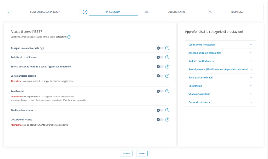 isee precompilato scelta prestazioni