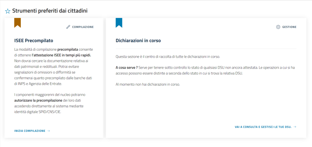 isee precompilato homepage