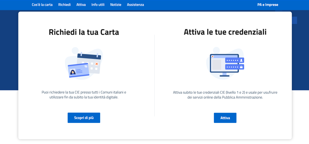 cie attivazione credenziali
