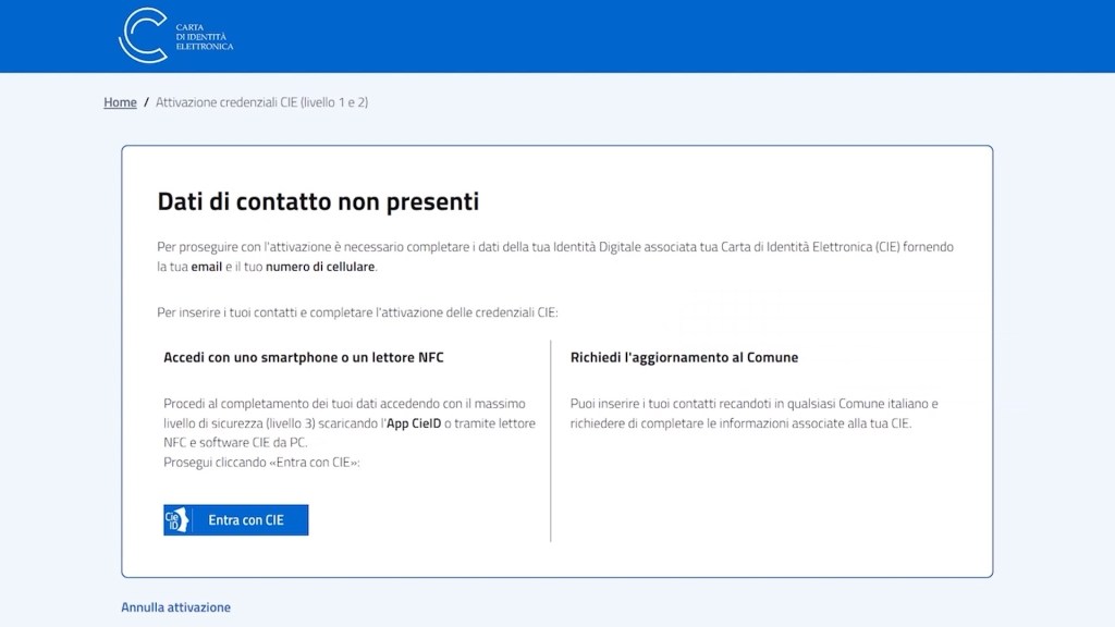 CIE: come usare la Carta d'Identità Elettronica al posto dello SPID per i servizi digitali 4 cie scelta credenziali 2