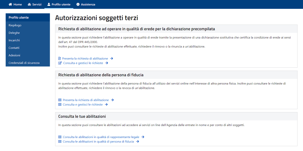 servizi online agenzia entrate autorizzazione soggetti terzi