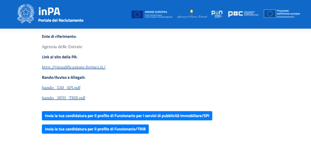 concorso agenzia entrate Inpa