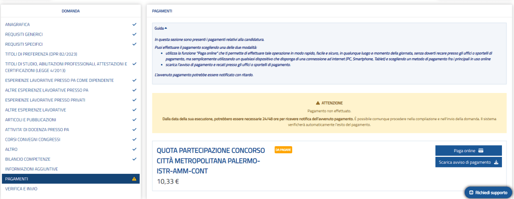 Concorso Città Metropolitana di Palermo, 36 amministrativi: come fare domanda. La guida 4 concorso città metropolitana di Palermo pagamenti