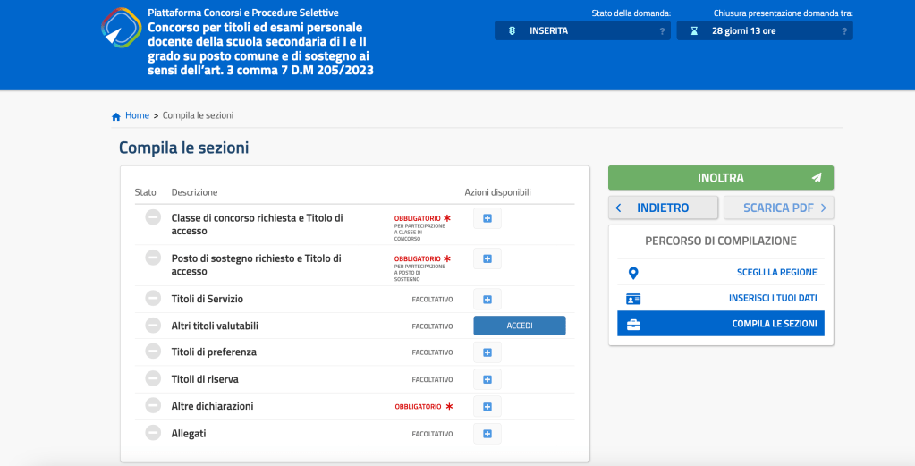 concorso straordinario ter sezioni