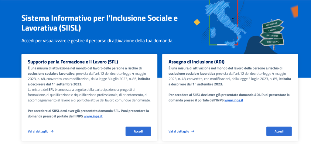 assegno di inclusione piattaforma SIISL