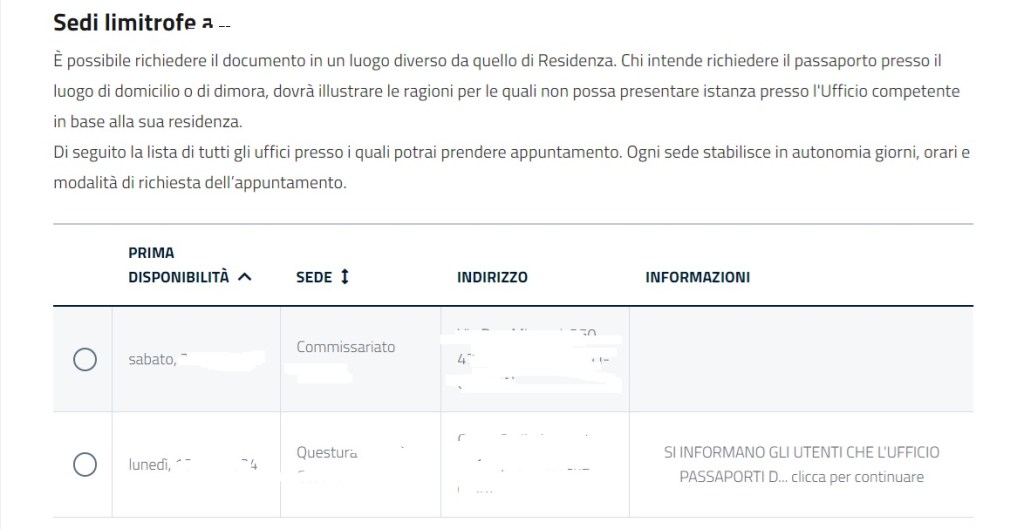 appuntamento online passaporto