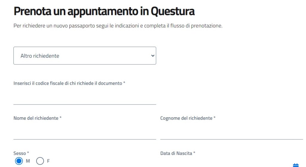 appuntamento online passaporto elettronico