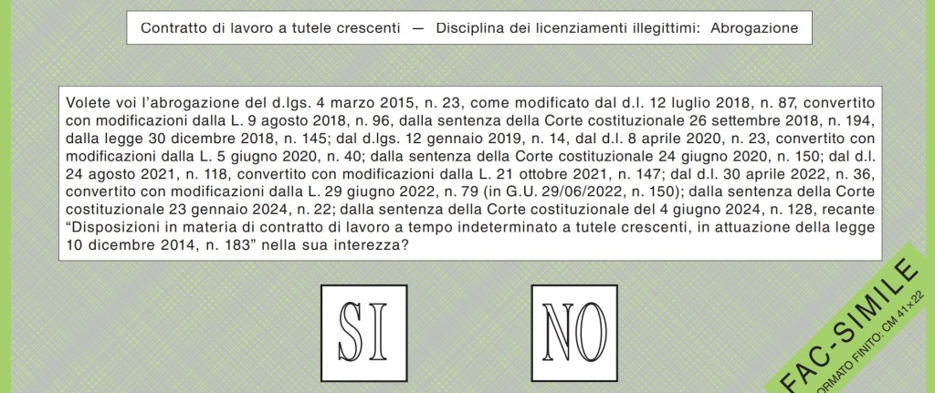 Referendum 8 e 9 giugno 2025: ecco i Fac-simile delle schede di voto (con istruzioni) 1 quesito 1 verde